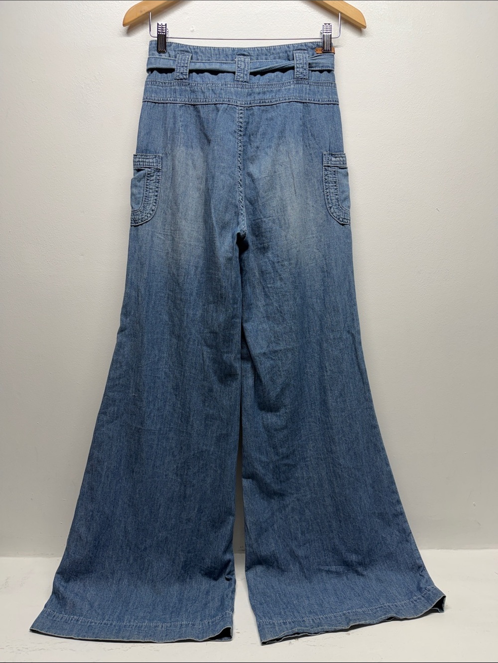 Pilcro And The Letterpress Jeans High Rise Flare Tie Denim Cotton Pants Blue 25 - Picture 4 of 8